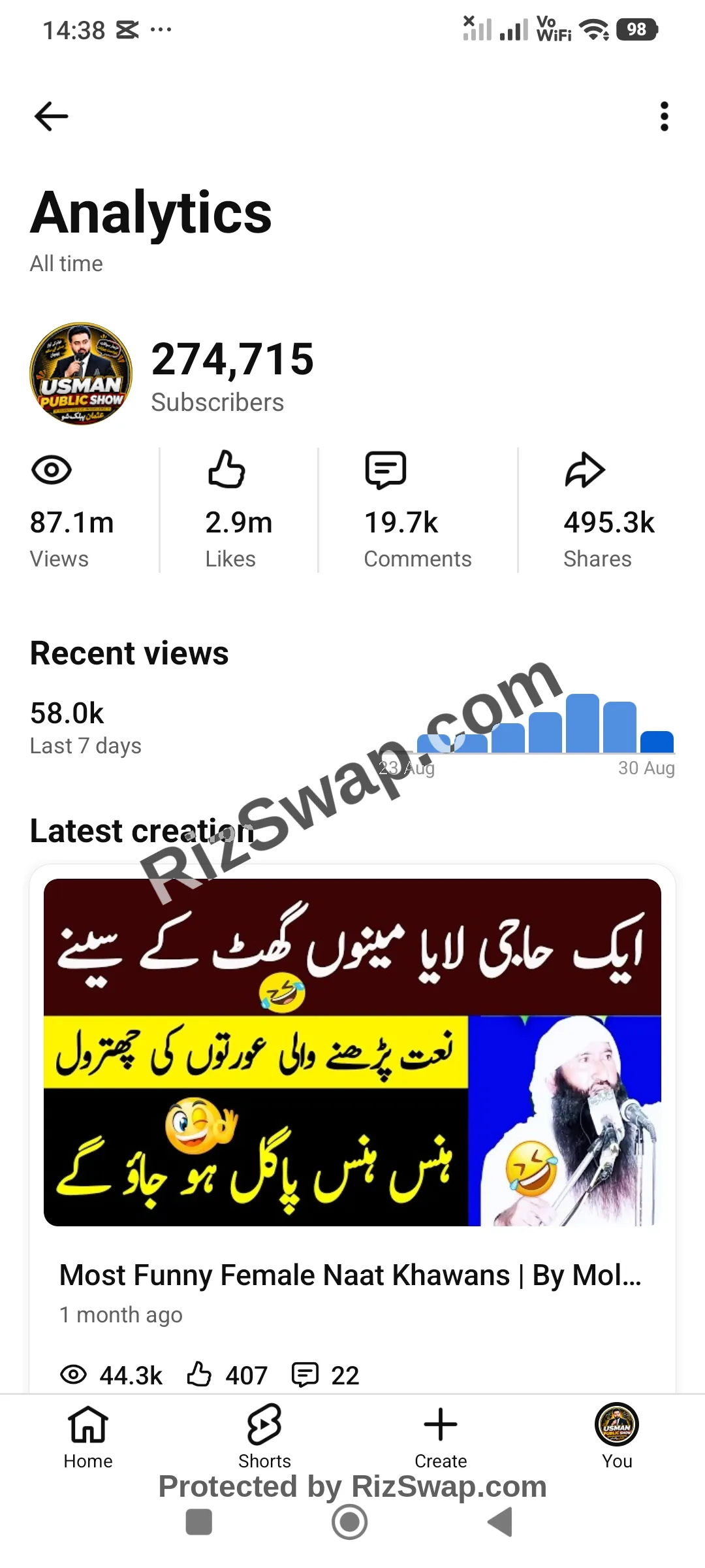 Usman Public Show Youtube Account Screenshot 1