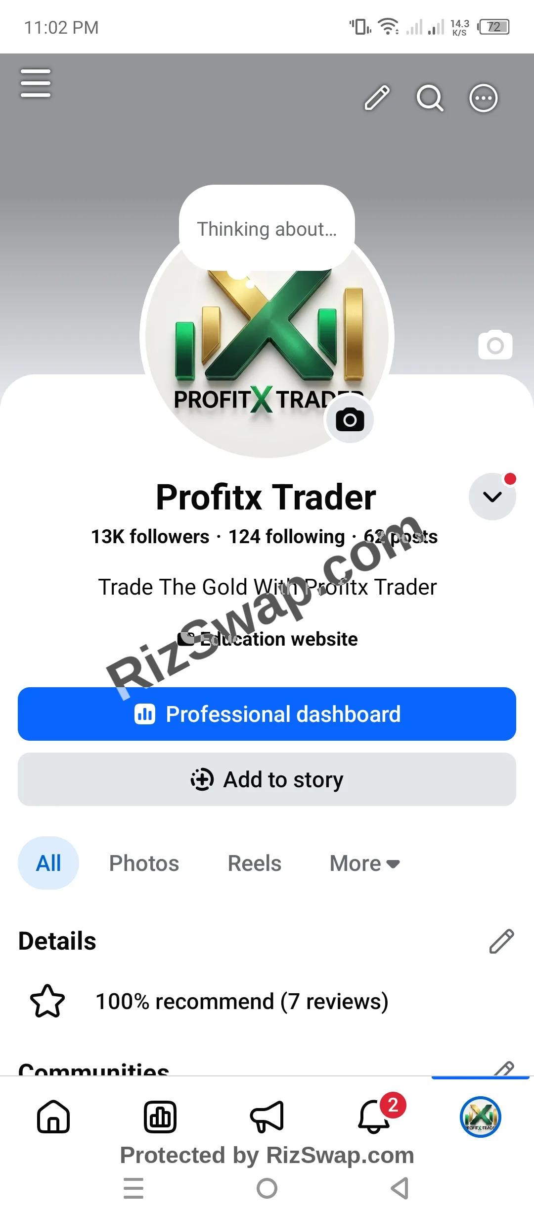 Profitx Trader Facebook Account Screenshot 1