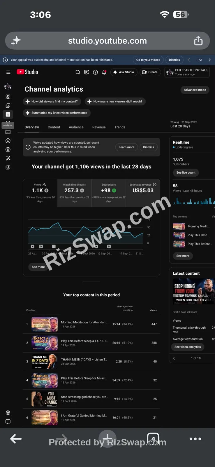 PHILIP ANTHONY TALK Youtube Account Screenshot 3