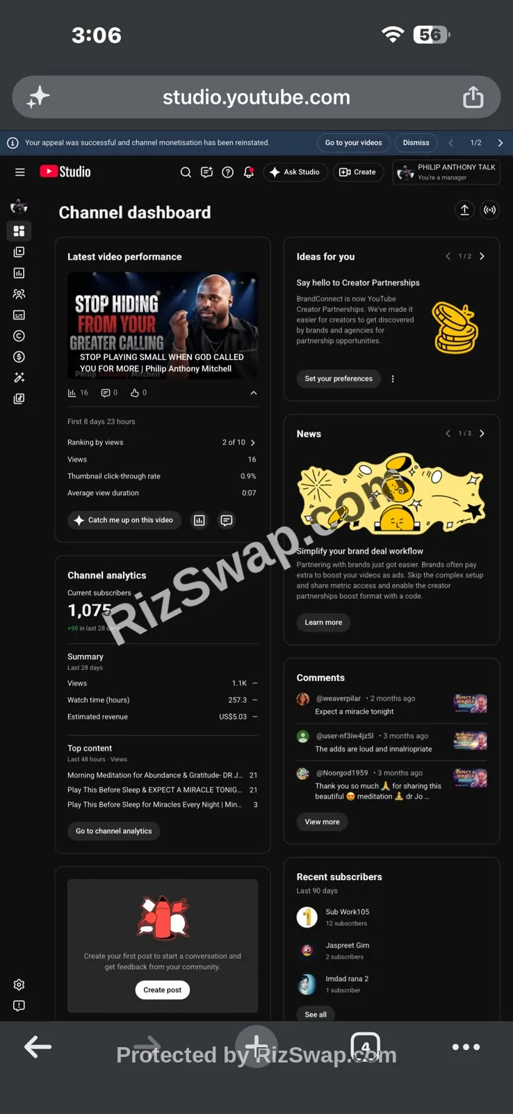 PHILIP ANTHONY TALK Youtube Account Screenshot 2