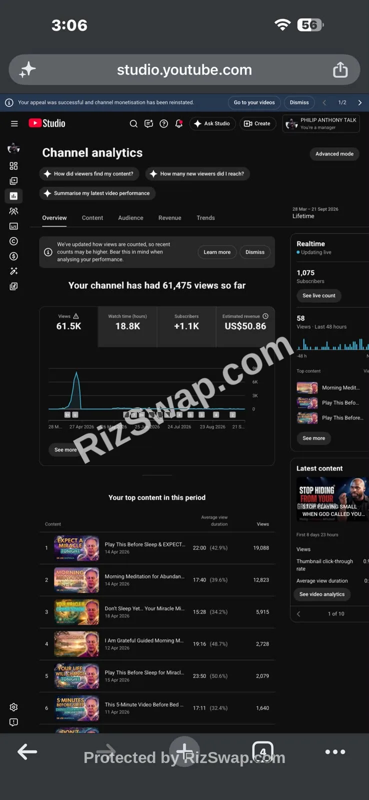 PHILIP ANTHONY TALK Youtube Account Screenshot 4