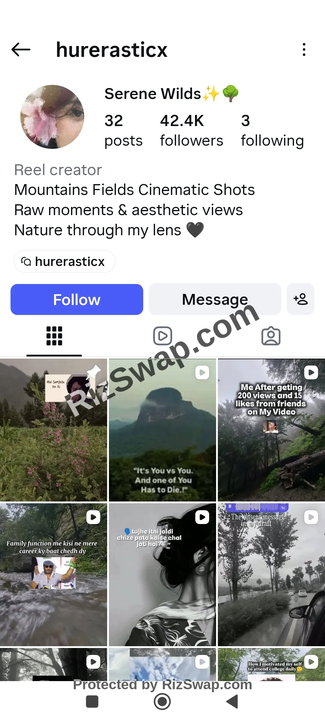 Serene Wilds Instagram Account Screenshot 1