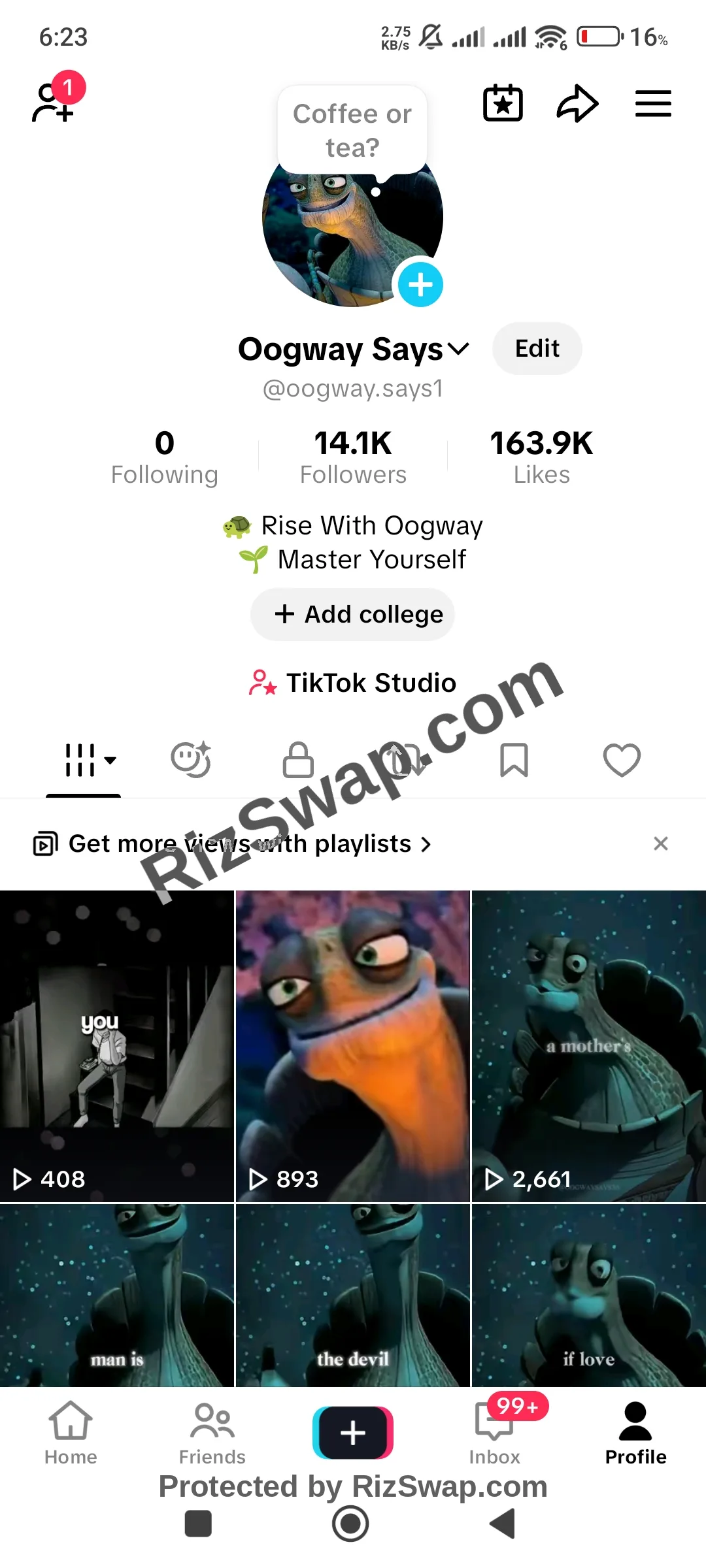 Oogway Says TikTok Account Screenshot 2