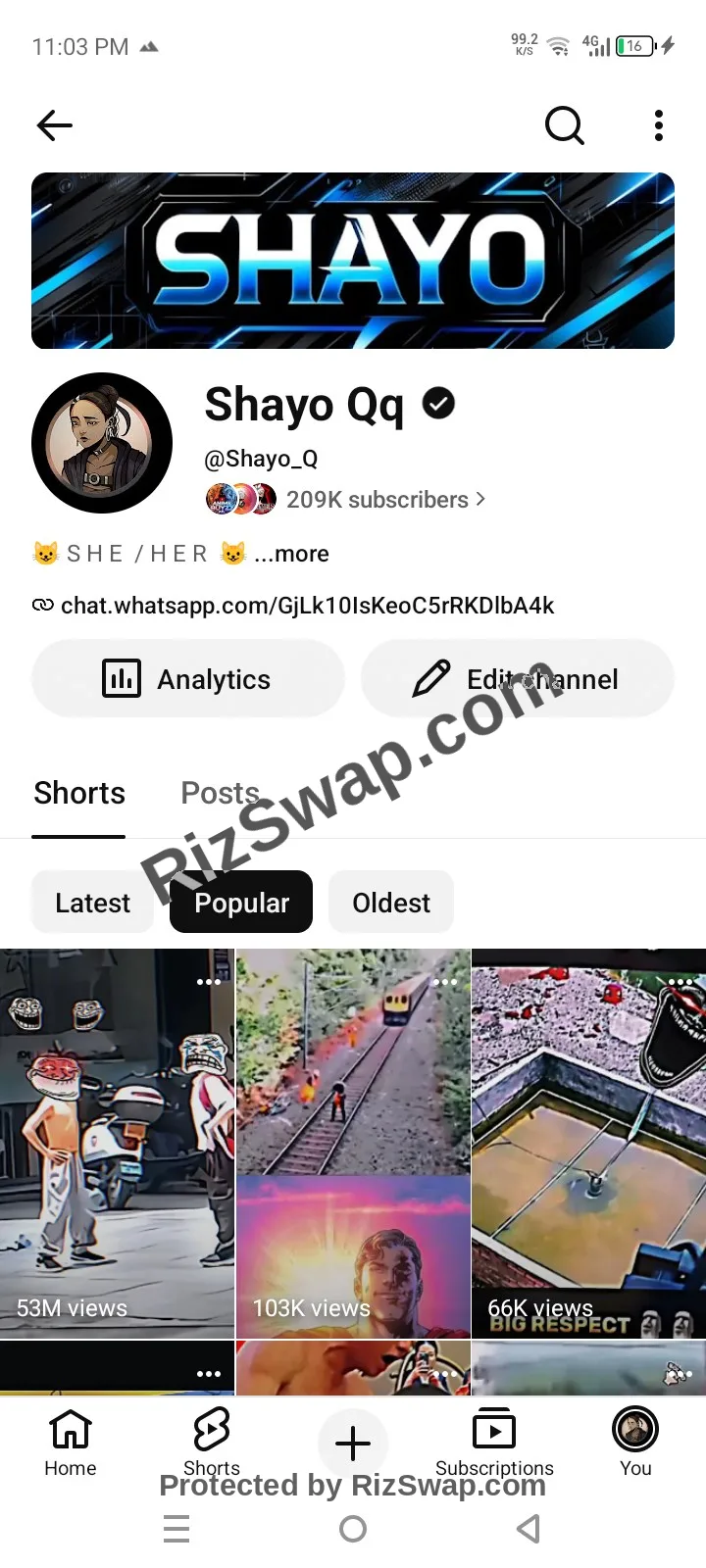 Shayo Qq YouTube Account Screenshot 3