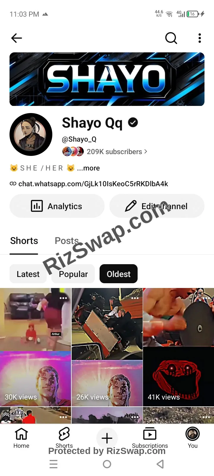 Shayo Qq YouTube Account Screenshot 2