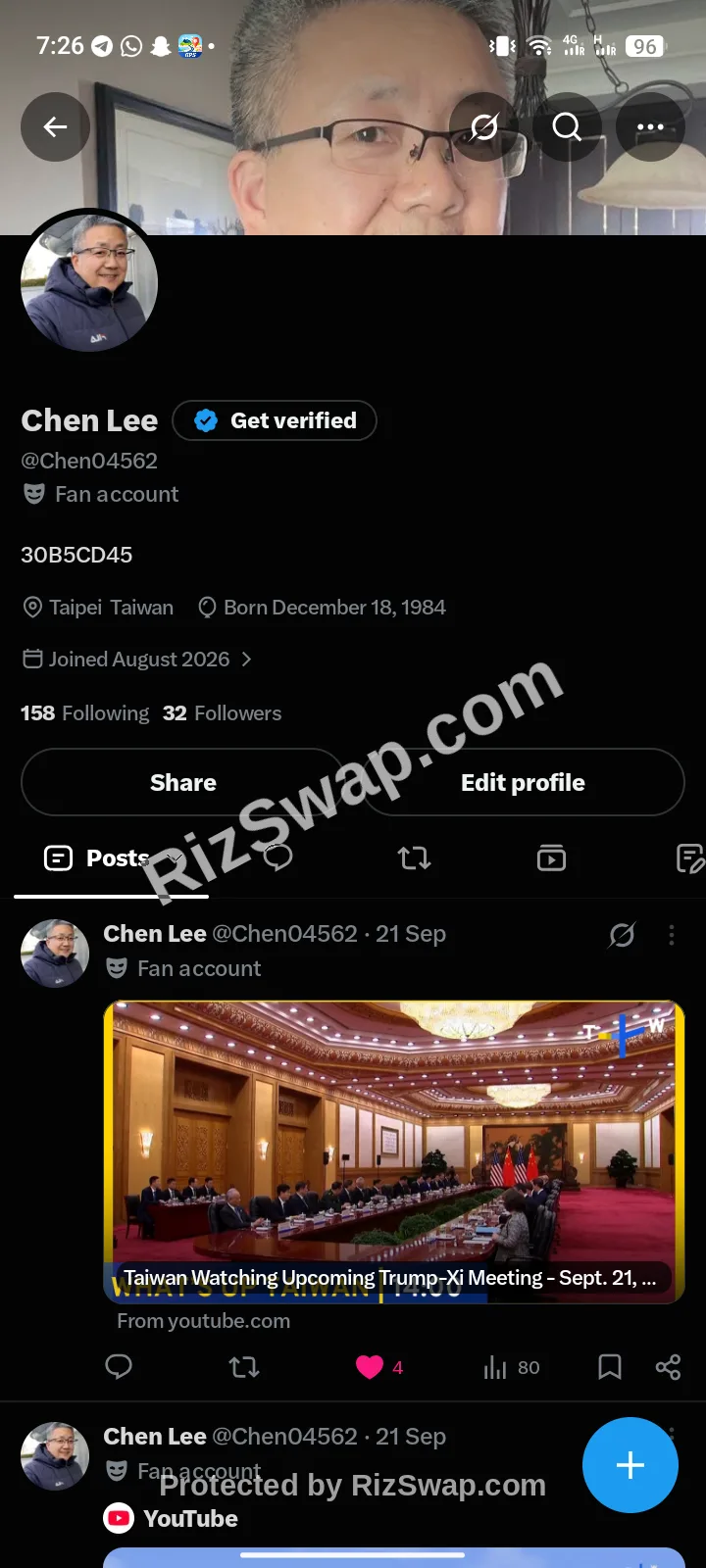 Chen Lee X (Twitter) Account Screenshot 1