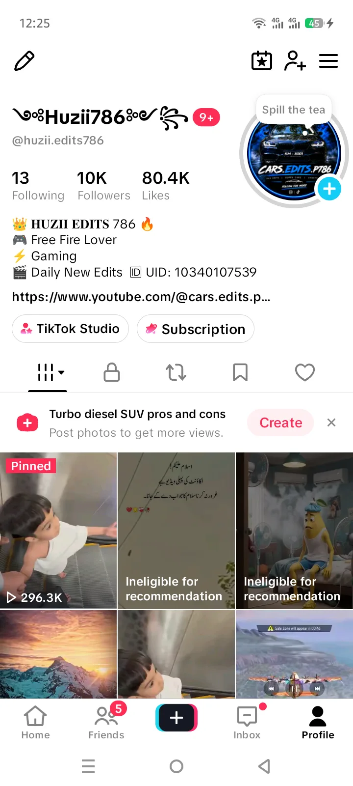 ༺Huzii786༻꧂ TikTok Account Screenshot 1