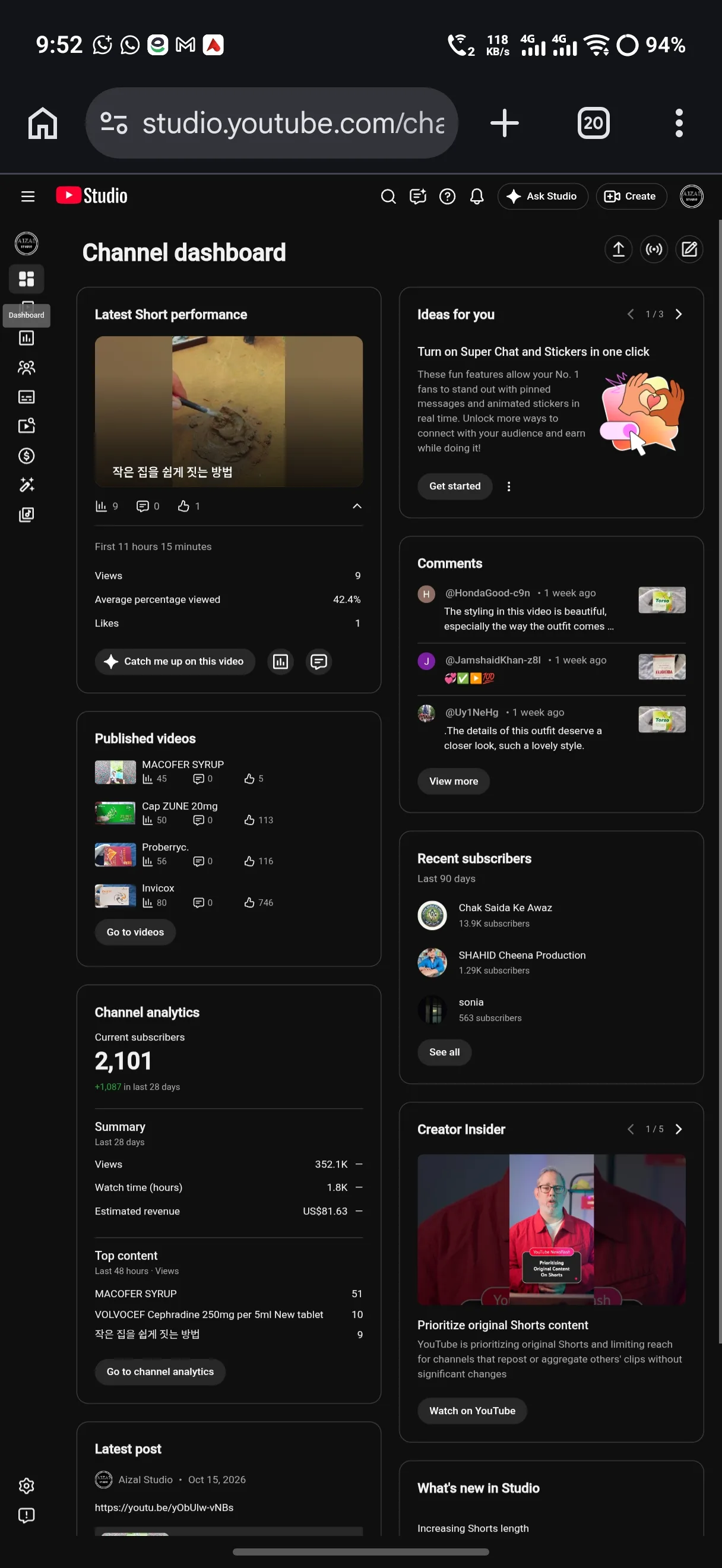 Aizal Studio YouTube Account Screenshot 3
