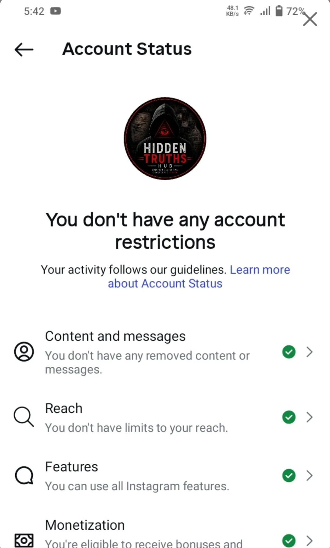 hidden.truths.hubz Instagram Account Screenshot 2