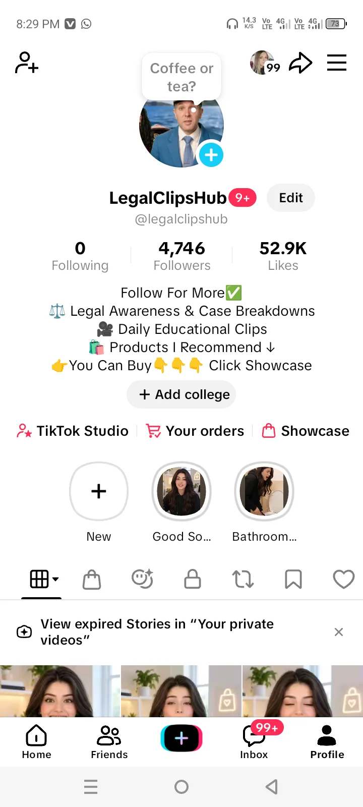 LegalClipsHub TikTok Account Screenshot 1