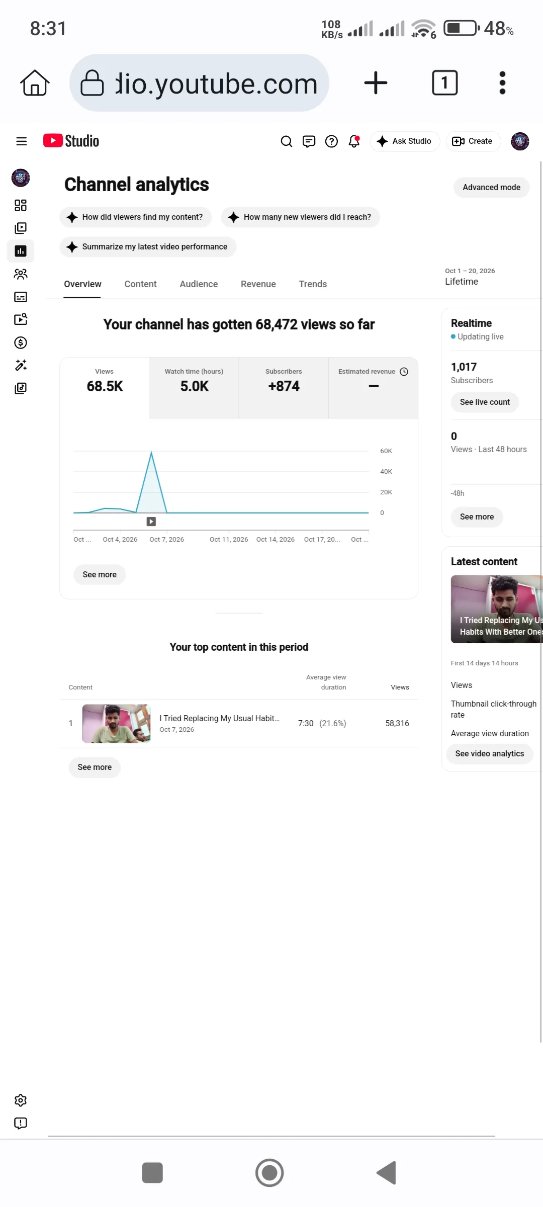 Haniya YouTube Account Screenshot 3