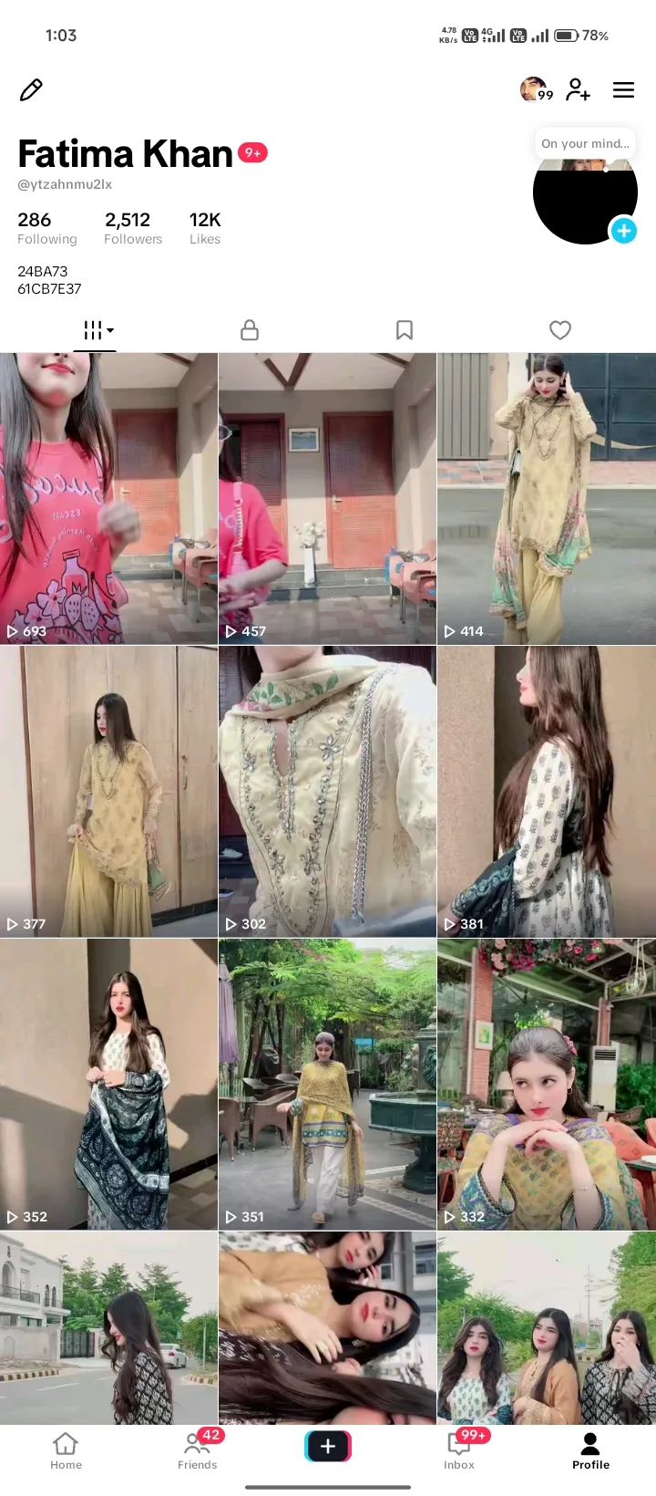 Fatima Khan TikTok Account Screenshot 1