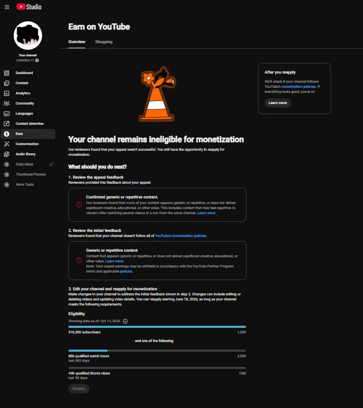 DOMOISH YT YouTube Account Screenshot 7