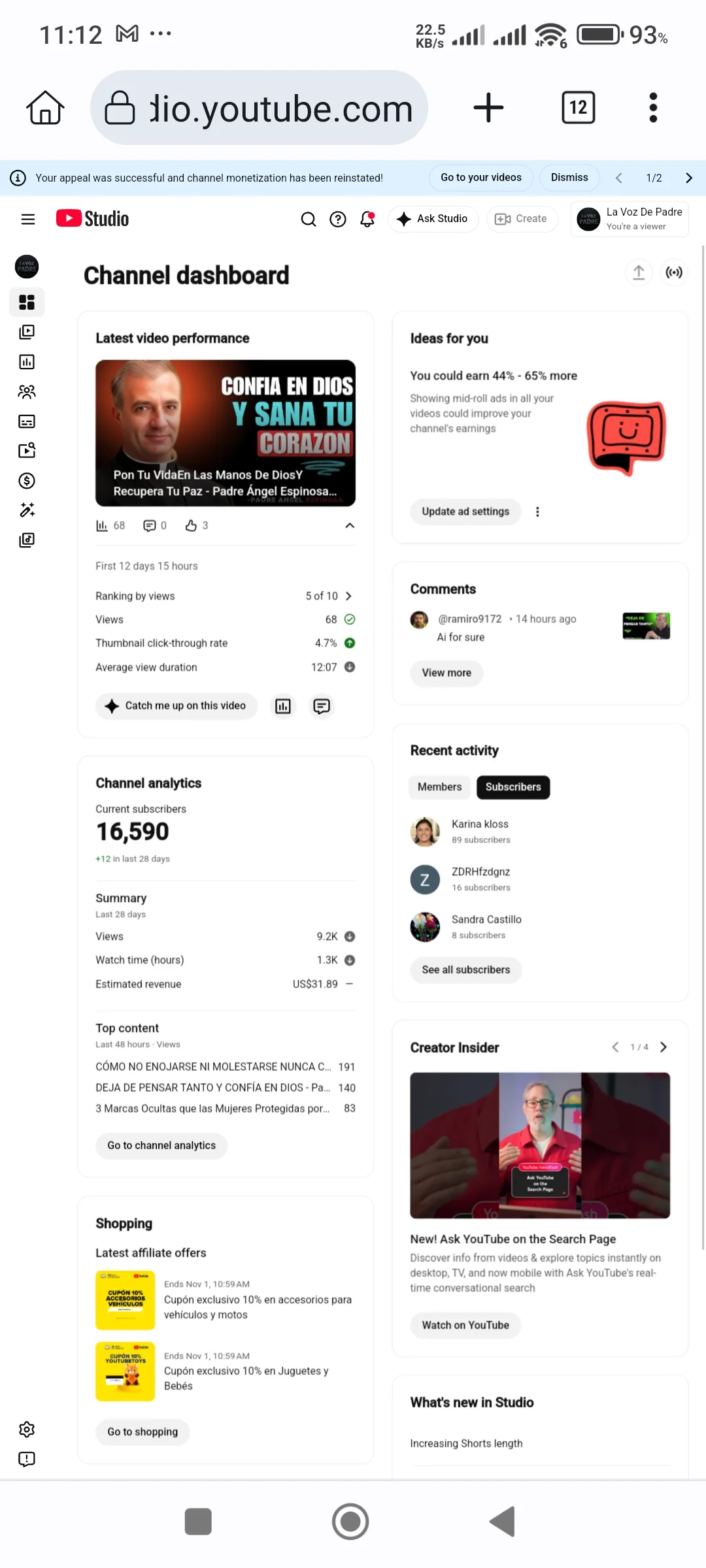 La Voz De Padre YouTube Account Screenshot 5