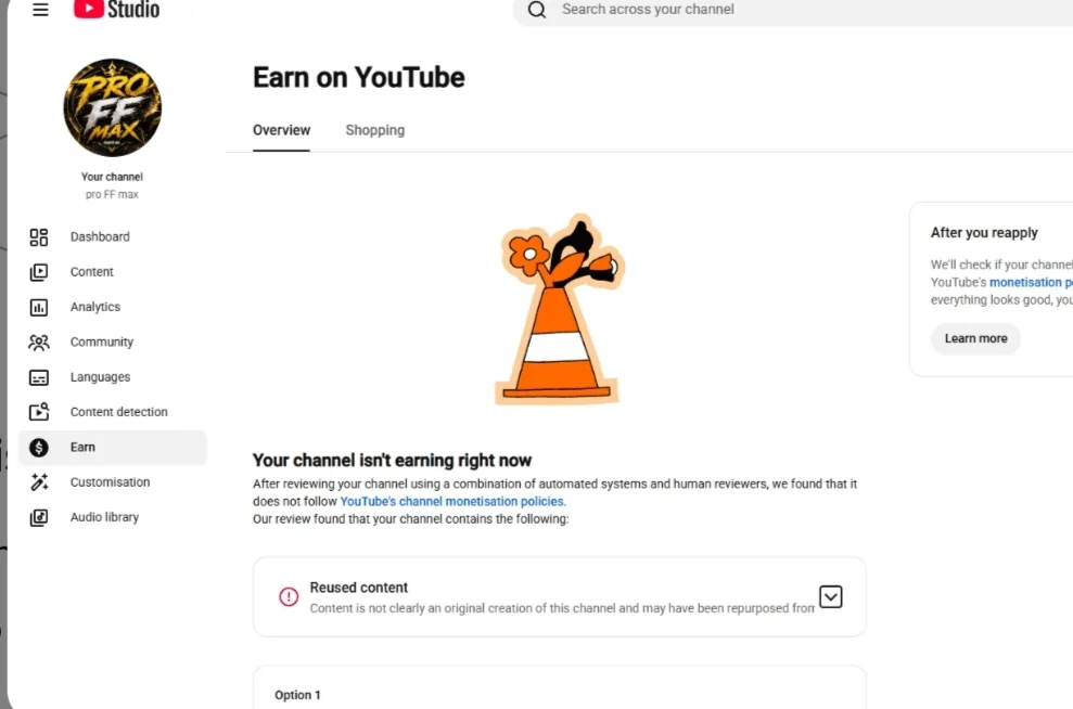 pro FF max YouTube Account Screenshot 4