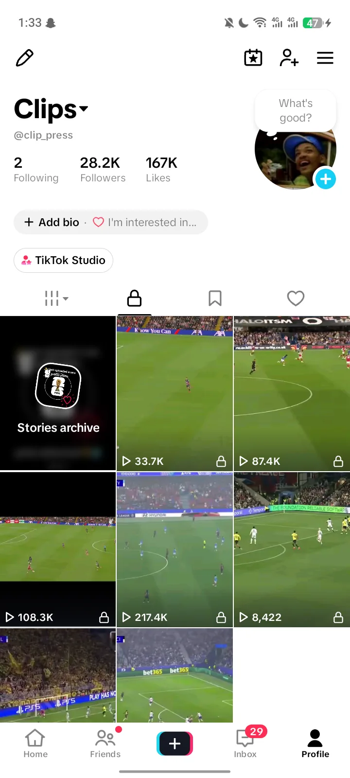 Clips TikTok Account Screenshot 1
