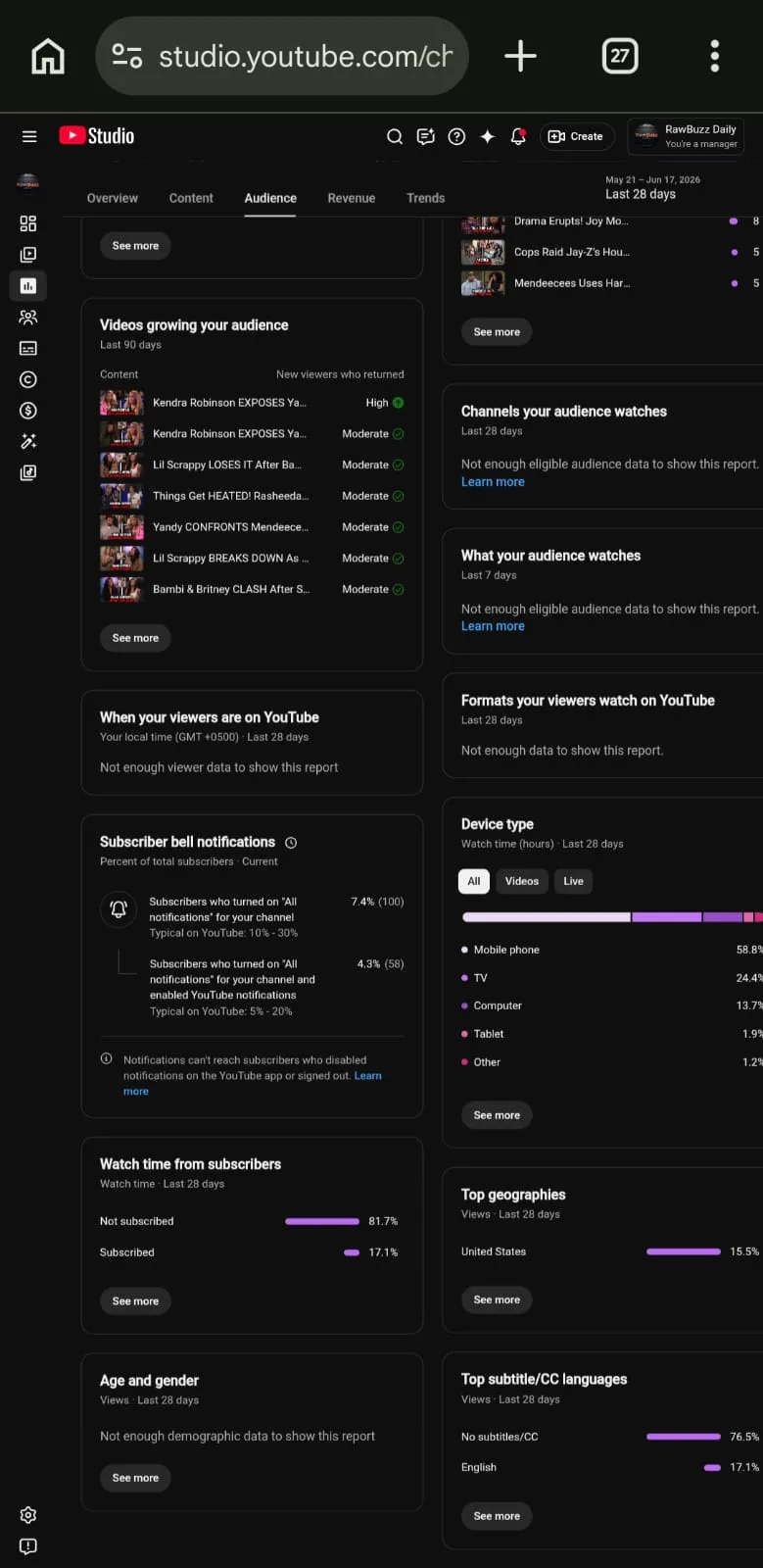 RawBuzz USA Youtube Account Screenshot 5